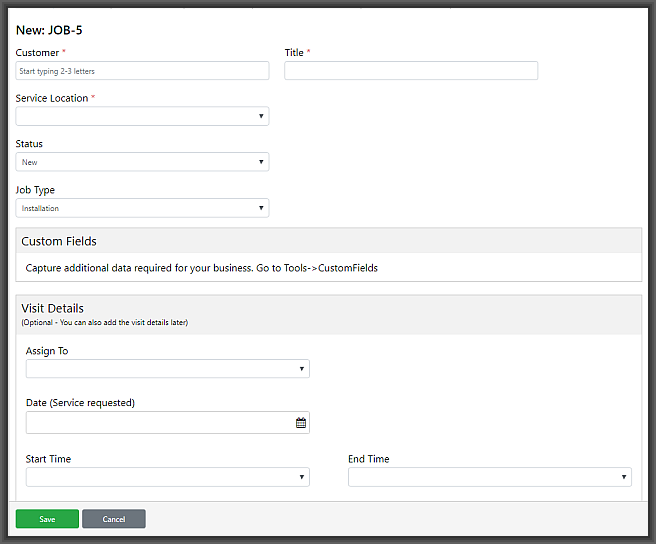 Service technician scheduling software job overview screen helps service technicians perform their job