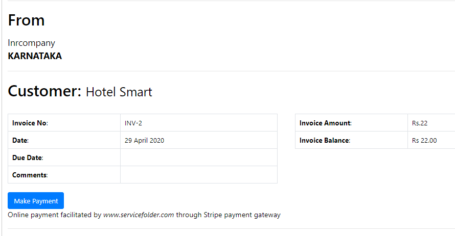 Connected customer invoice page