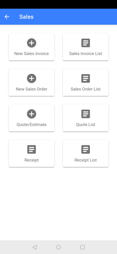 Mobile sales menu