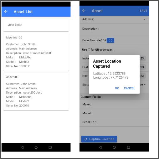 Assets list on the Mobile