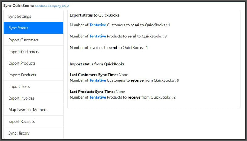 QuickBooks Sync Status